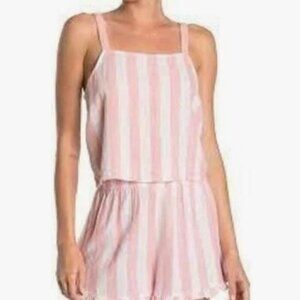 NWT Abound by Nordstrom Linen Blend Tank Top in Pink & White Cabana Stripe - M